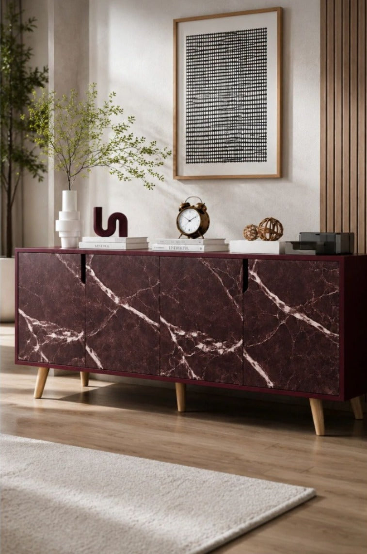 Latina Modern Konsol 180cm Mermer Kapak-Bordo