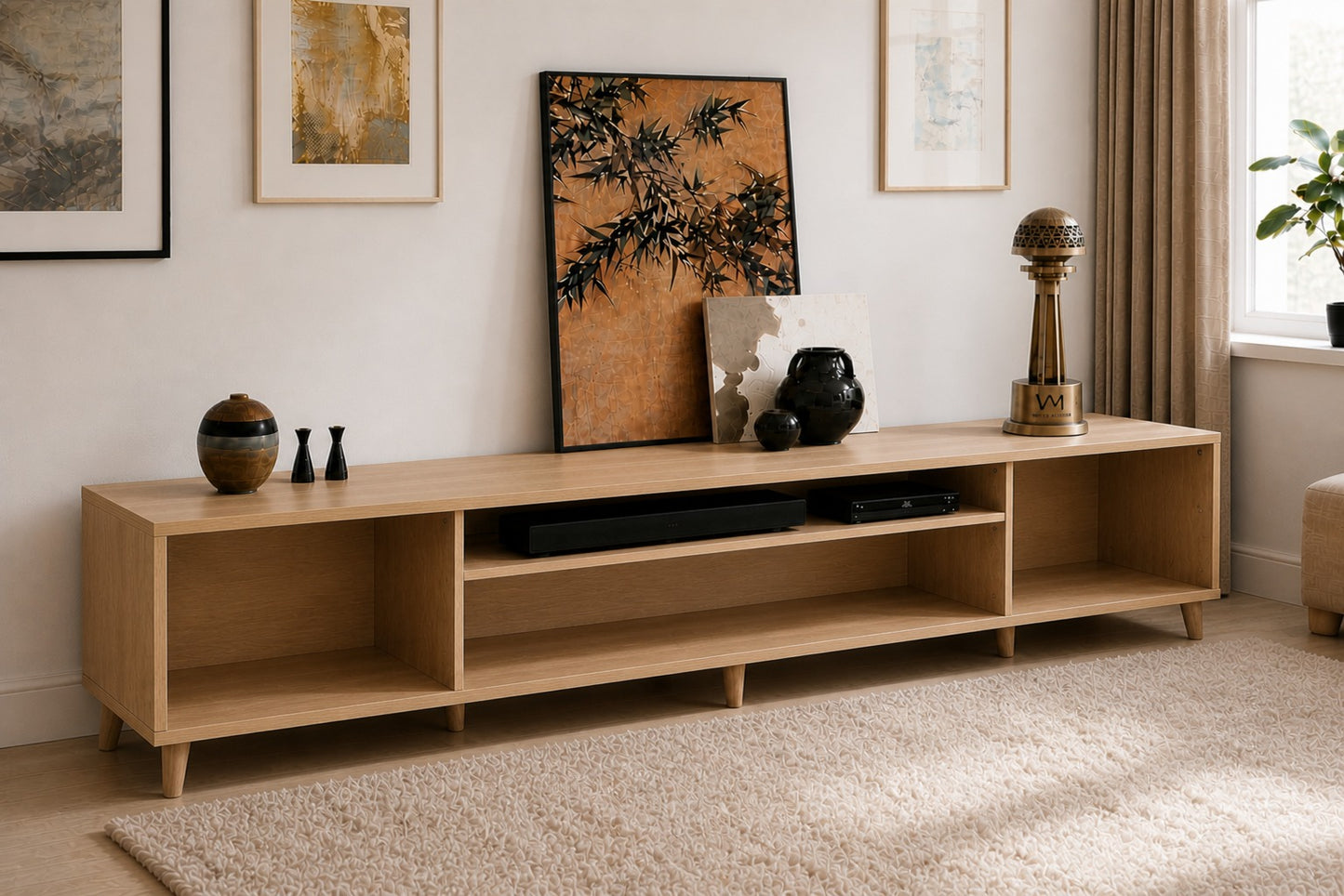 Legno Premium 180cm Modern Tv Ünitesi Safir Meşe-Beyaz