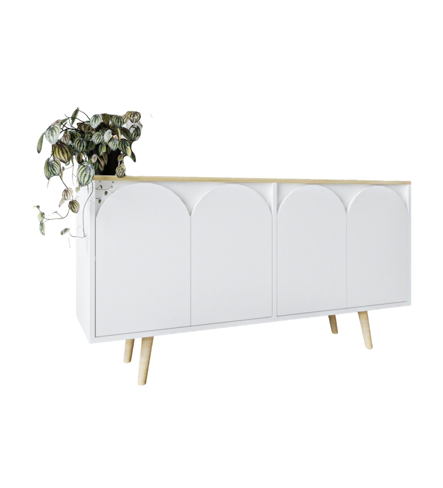 Venezia Ahşap Ayaklı Bohem Konsol Safir Meşe-Beyaz 150 Cm