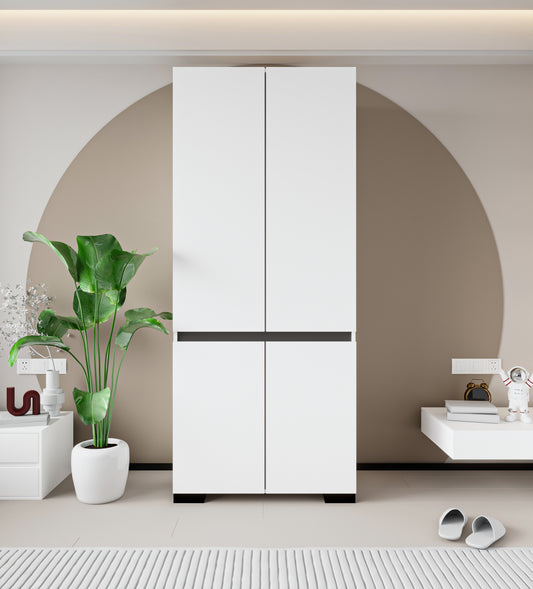 Floransa 4 Kapılı Flr-ırf Beyaz- Antrasit Gardırop-çok Amaçlı Dolap-yüklük