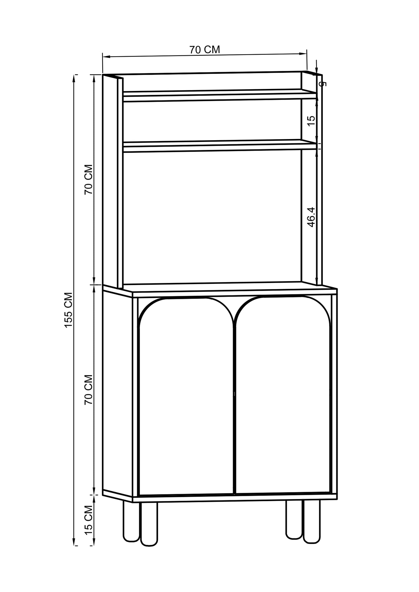 KA-202 Parma 2 Kapaklı Mutfak Dolap, Kahve Köşesi, Çok Amaçlı Dolap Safir Meşe-Beyaz