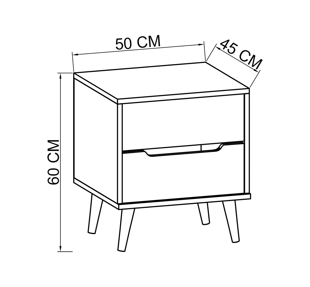 Flora Komodin 2 Çekmeceli Yatak Odası Bebek Odası Beyaz