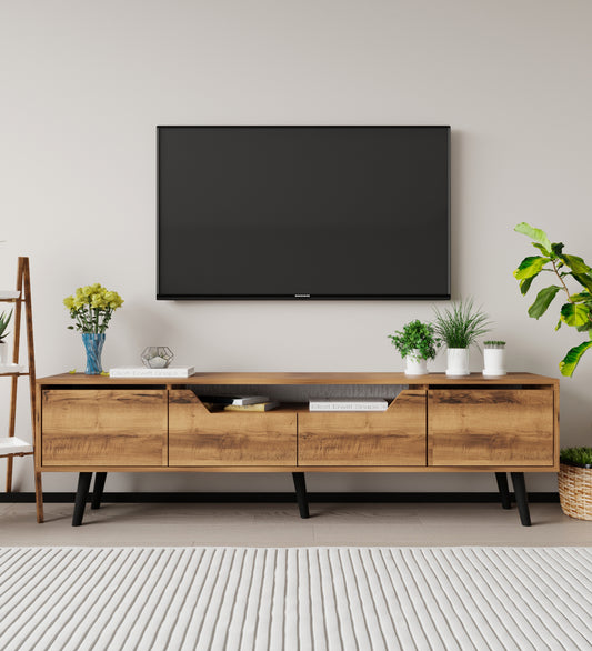 Roma Ahşap Ayaklı Tv Ünitesi Tv Sehpası Ceviz (T-304)
