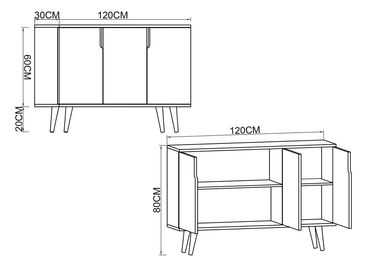 K-201 Verona 120 Cm Konsol, Kahve Köşesi, Tv Ünitesi, Çok Amaçlı Ahşap Ayaklı Konsol Safir Meşe-beyaz
