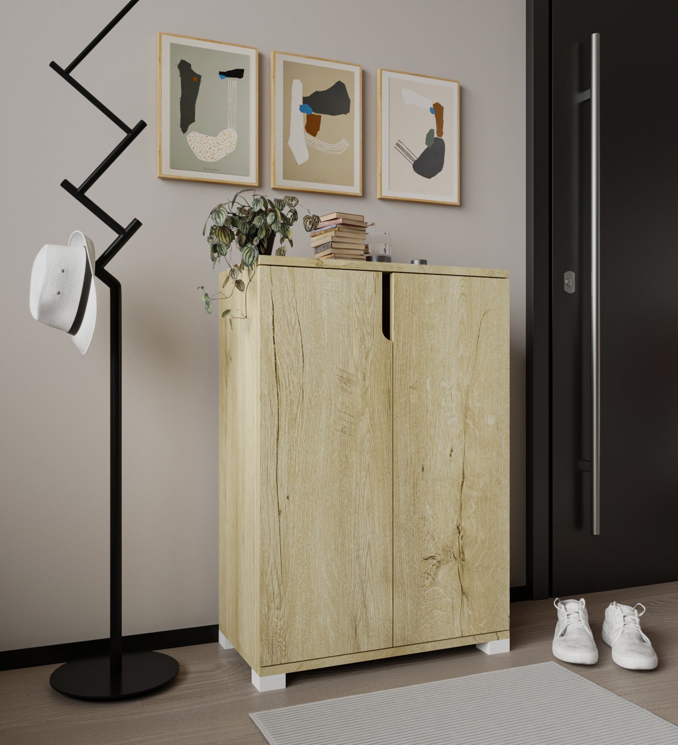 Venedik 4 Bölmeli Ayakkabılık Çok Amaçlı Dolap Mutfak Banyo Kiler Dolabı Safir Meşe