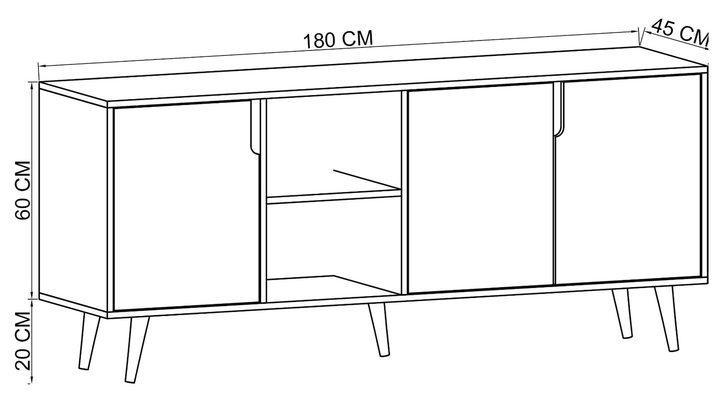 Latina Modern Konsol 3 Kapaklı 180 Cm Safir Meşe (K-903)