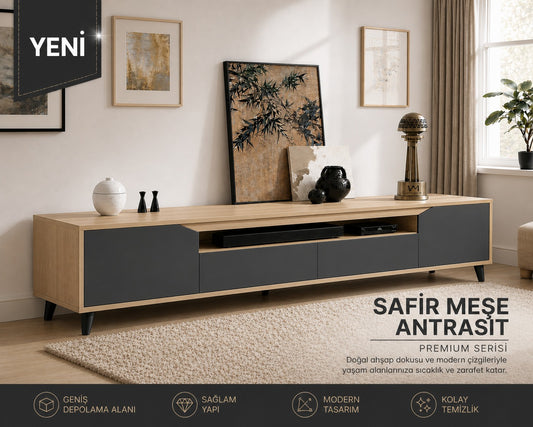 Legno Premium 180cm Modern Tv Ünitesi Safir-Ant