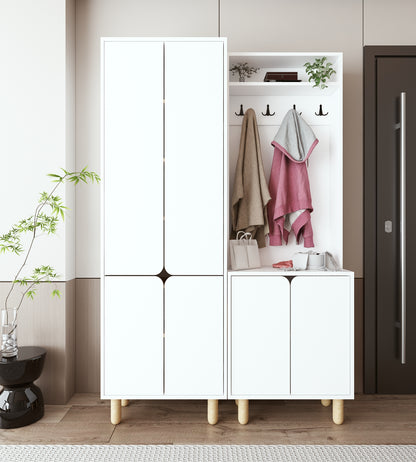 P-302 PADOVA Portmanto Vestiyer Ayakkabılık 6 Kapaklı 4 Askılı Beyaz