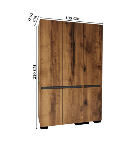 Floransa 6 Kapılı Flr6-ırf Ceviz - Antrasit Gardırop-çok Amaçlı Dolap-yüklük