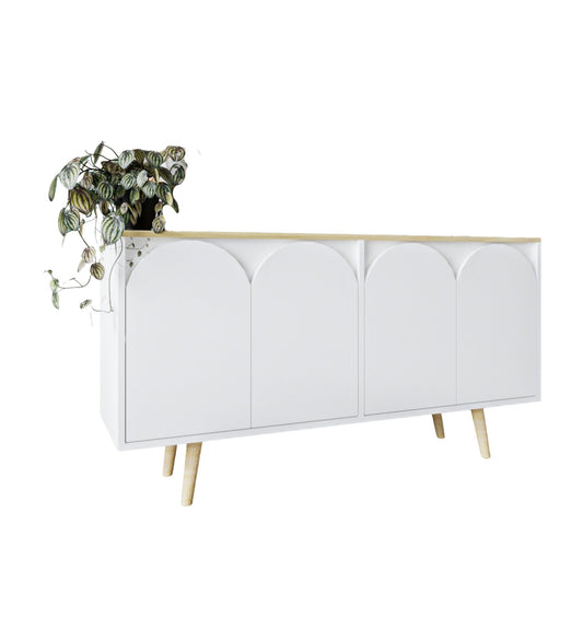 Venezia Ahşap Ayaklı Bohem Konsol Safir Meşe-Beyaz 150 Cm