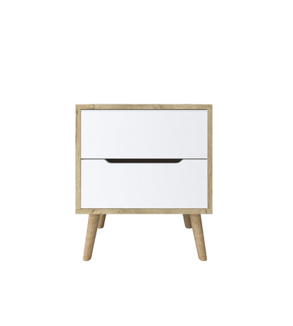 Flora Komodin 2 Çekmeceli Yatak Odası Bebek Odası Safir Meşe-Beyaz