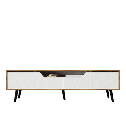 T-306 Roma Ahşap Ayaklı Tv Ünitesi Tv Sehpası Ceviz-Beyaz