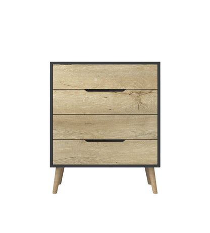 Flora Şifonyer 4 Çekmeceli Yatak Odası Bebek Odası Antrasit-Safir Meşe