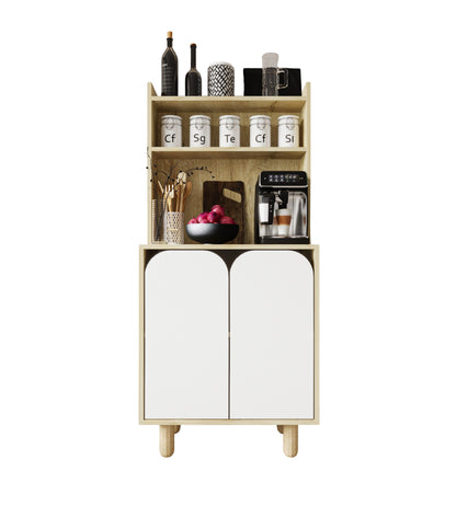 KA-202 Parma 2 Kapaklı Mutfak Dolap, Kahve Köşesi, Çok Amaçlı Dolap Safir Meşe-Beyaz