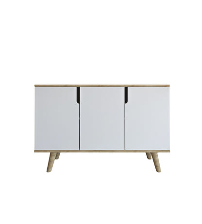 K-201 Verona 120 Cm Konsol, Kahve Köşesi, Tv Ünitesi, Çok Amaçlı Ahşap Ayaklı Konsol Safir Meşe-beyaz