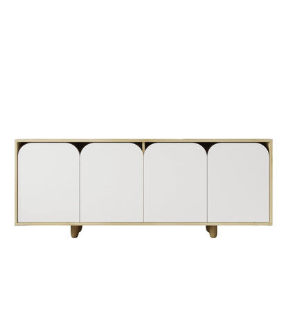 K-801 Lazio Bohem Ahşap Ayaklı Modern Konsol 180 Cm Safir Meşe-Beyaz