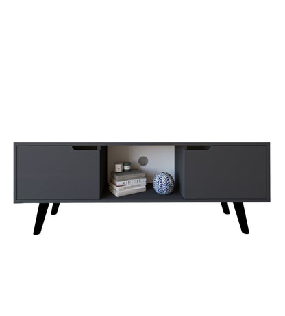 Siena Ahşap Ayaklı Tv Ünitesi Antrasit Televizyon Konsolu 140 Cm Ekonomik Modül Sehpa