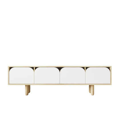 T-402 Lazio Bohem Ahşap Ayaklı Tv Ünitesi Tv Sehpası Safir Meşe-Beyaz