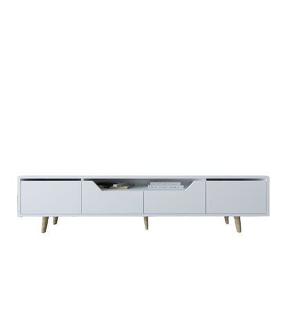 T-303 Roma Ahşap Ayaklı Tv Ünitesi Tv Sehpası Beyaz