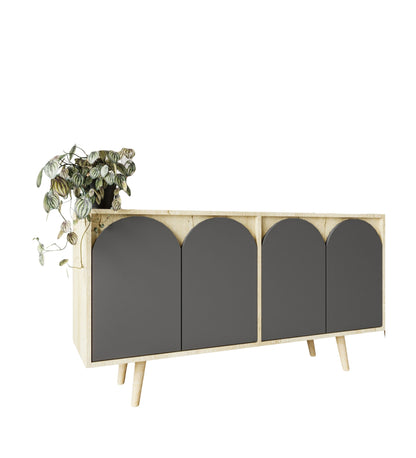 K-404 Venezia Ahşap Ayaklı Bohem Konsol Safir Meşe - Antrasit 150 Cm