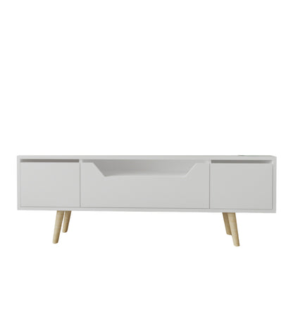 T-203 Roma Ahşap Ayaklı Tv Ünitesi Tv Sehpası Beyaz 150 Cm