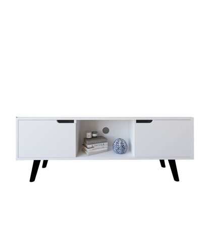 Siena Ahşap Ayaklı Tv Ünitesi Beyaz Televizyon Konsolu 140 Cm Ekonomik Modül Sehpa