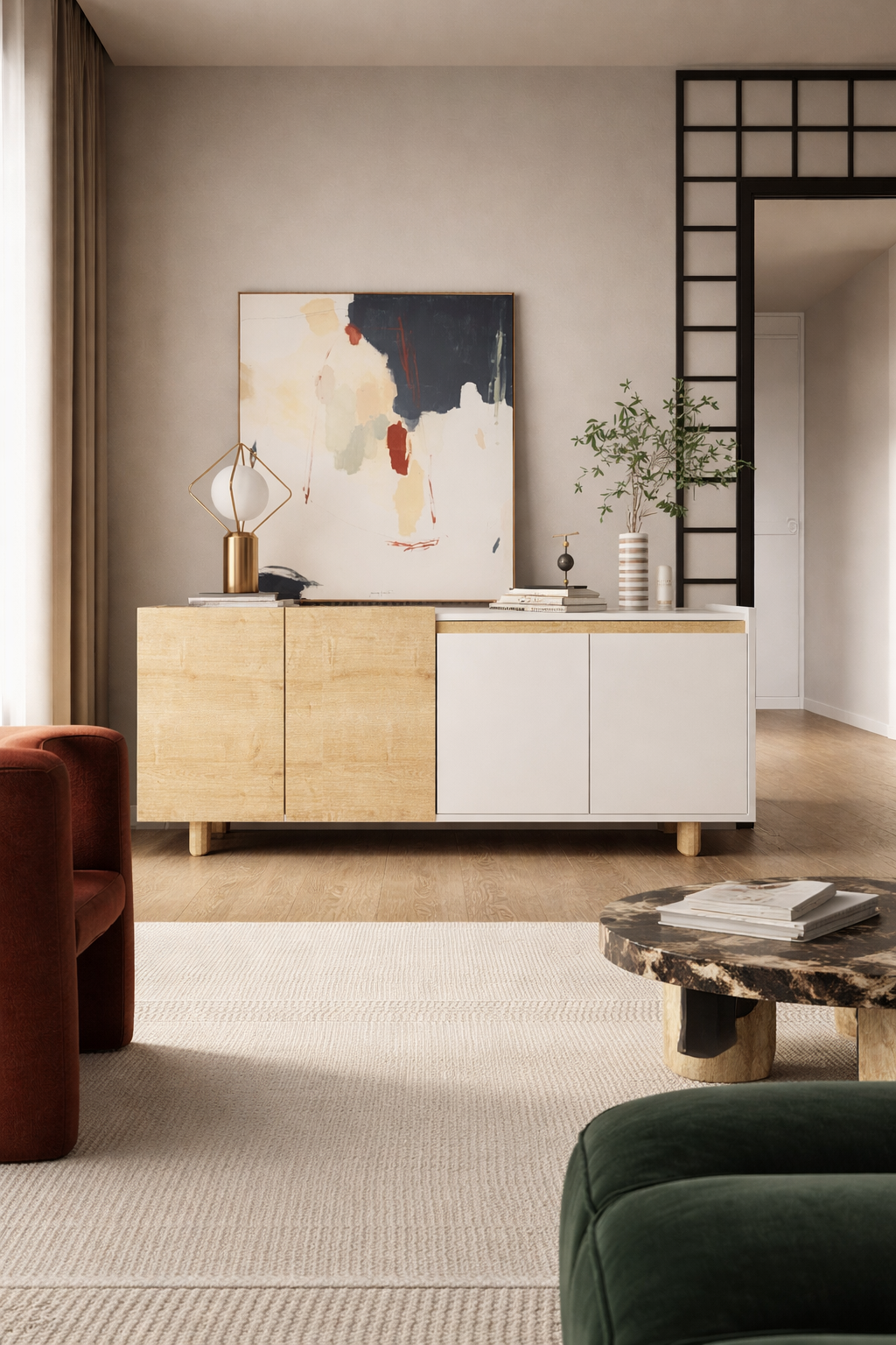 Ravenna Modern Konsol 180 Cm Safir Meşe - Beyaz
