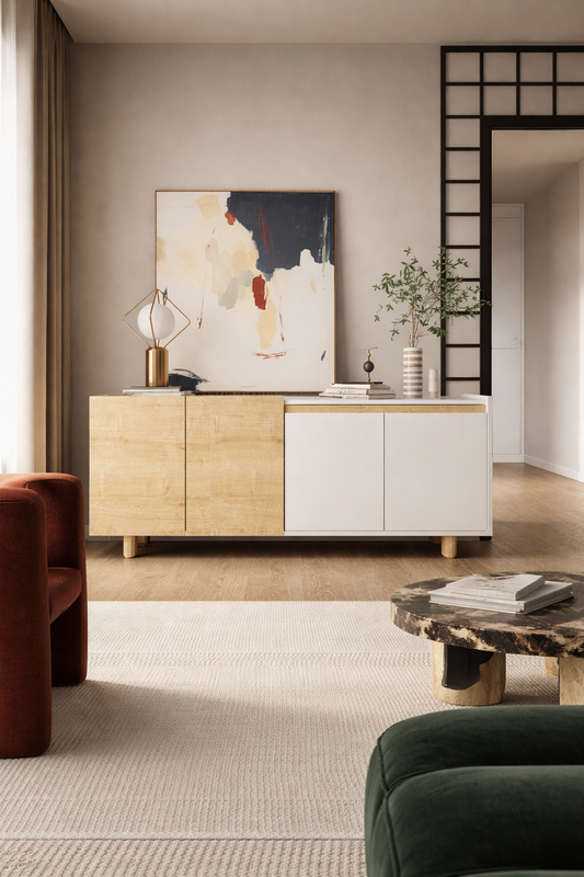 Ravenna Modern Konsol 180 Cm Safir Meşe - Beyaz