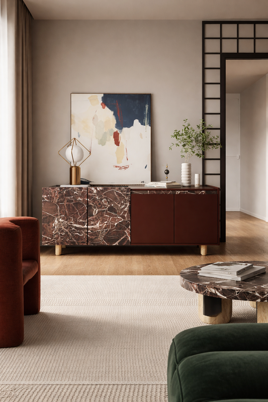 Ravenna Modern Konsol 180 Cm Mermer Desen - Bordo