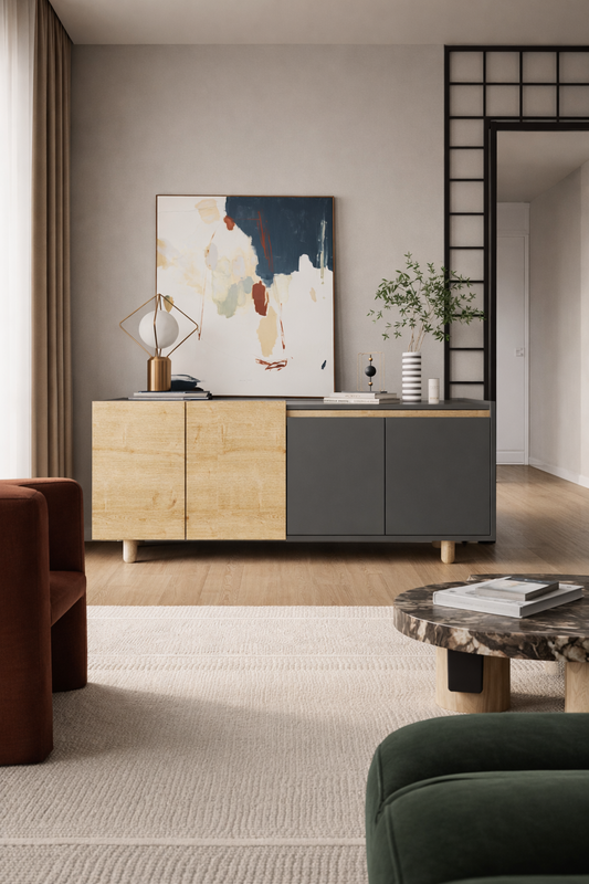 Ravenna Modern Konsol 180 Cm Safir Meşe - Antrasit