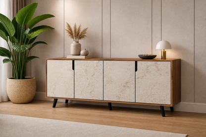 Latina Modern Konsol 180cm Ceviz-Traverten
