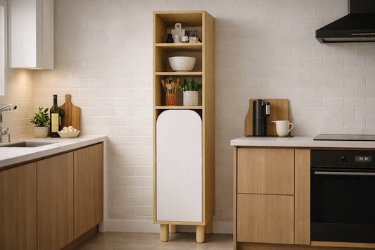 KA-302 Parma 1 Kapaklı Mutfak Dolap, Kahve Köşesi, Çok Amaçlı Dolap Safir Meşe-Beyaz