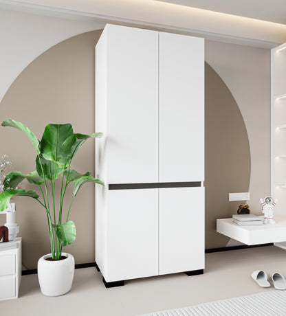 Floransa 4 Kapılı Flr-ıra Beyaz- Antrasit Gardırop-çok Amaçlı Dolap-yüklük