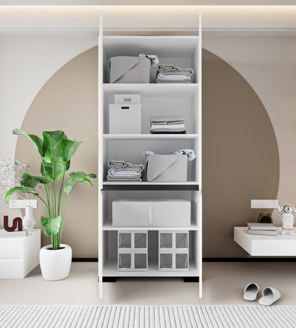 Floransa 4 Kapılı Flr-ırf Beyaz- Antrasit Gardırop-çok Amaçlı Dolap-yüklük