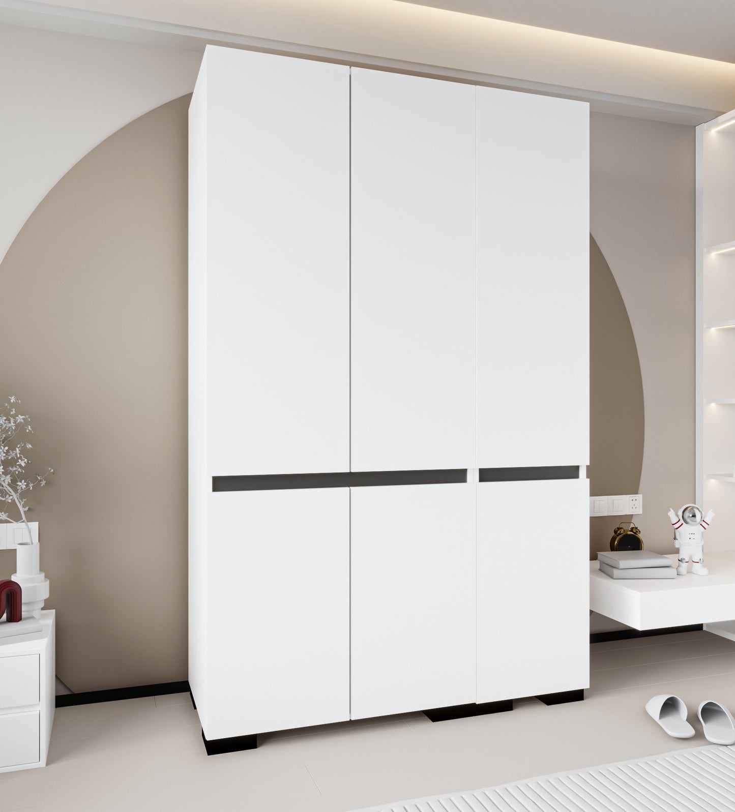 Floransa 6 Kapılı Flr6-ıra Beyaz- Antrasit Gardırop