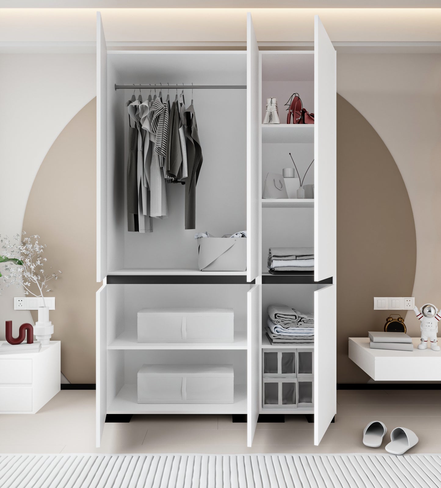 Floransa 6 Kapılı Flr6-ıra Beyaz- Antrasit Gardırop