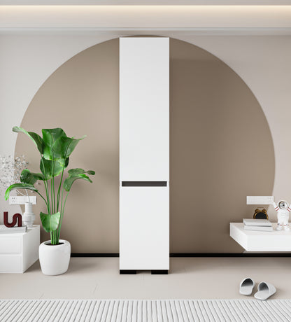 Floransa Tek Kapılı 4 Raflı Beyaz-Antrasit Çok Amaçlı Dolap