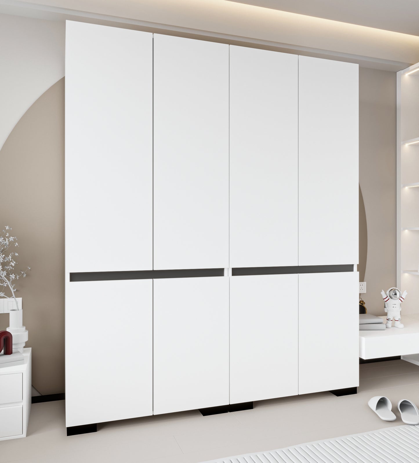 Floransa 10 Kapılı Flr10-A2FR Beyaz- Antrasit Gardırop -Çok Amaçlı Dolap -Yüklük
