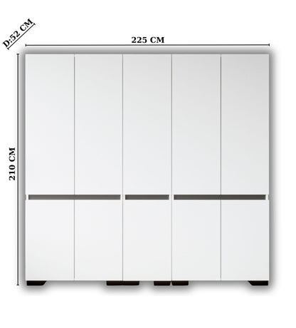 Floransa 10 Kapılı Flr10-A2FR Beyaz- Antrasit Gardırop -Çok Amaçlı Dolap -Yüklük