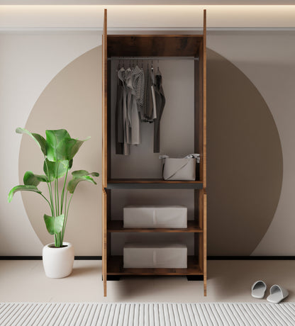 Floransa 4 Kapılı Flr4 -ıra Ceviz - Antrasit Gardırop-çok Amaçlı Dolap-yüklük