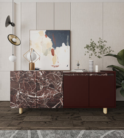 Ravenna Modern Konsol 180 Cm Mermer Desen - Bordo