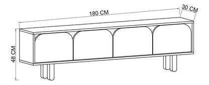 T-404 Lazio Bohem Ahşap Ayaklı Modern Tv Ünitesi 180 Cm Beyaz