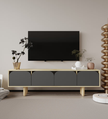 T-401 Lazio Bohem Ahşap Ayaklı Tv Ünitesi Tv Sehpası Safir Meşe-Antrasit