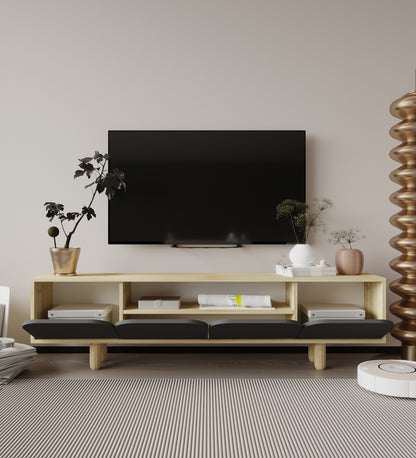 T-401 Lazio Bohem Ahşap Ayaklı Tv Ünitesi Tv Sehpası Safir Meşe-Antrasit
