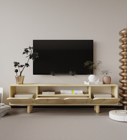 T-403 Lazio Bohem Ahşap Ayaklı Tv Ünitesi Tv Sehpası Safir Meşe