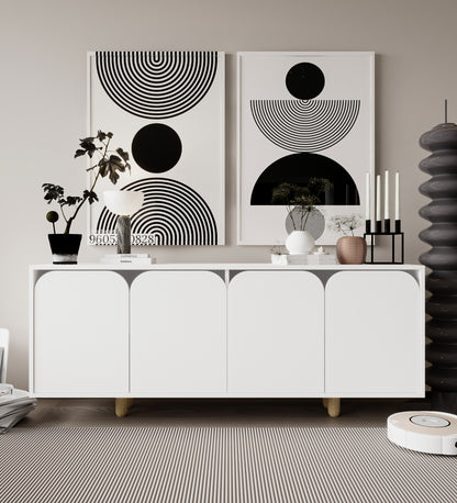 K-803 Lazio Bohem Ahşap Ayaklı Modern Konsol Beyaz