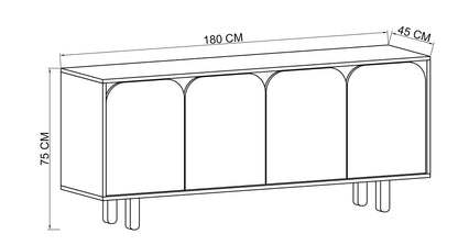 K-801 Lazio Bohem Ahşap Ayaklı Modern Konsol 180 Cm Safir Meşe-Beyaz