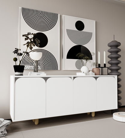 K-803 Lazio Bohem Ahşap Ayaklı Modern Konsol Beyaz