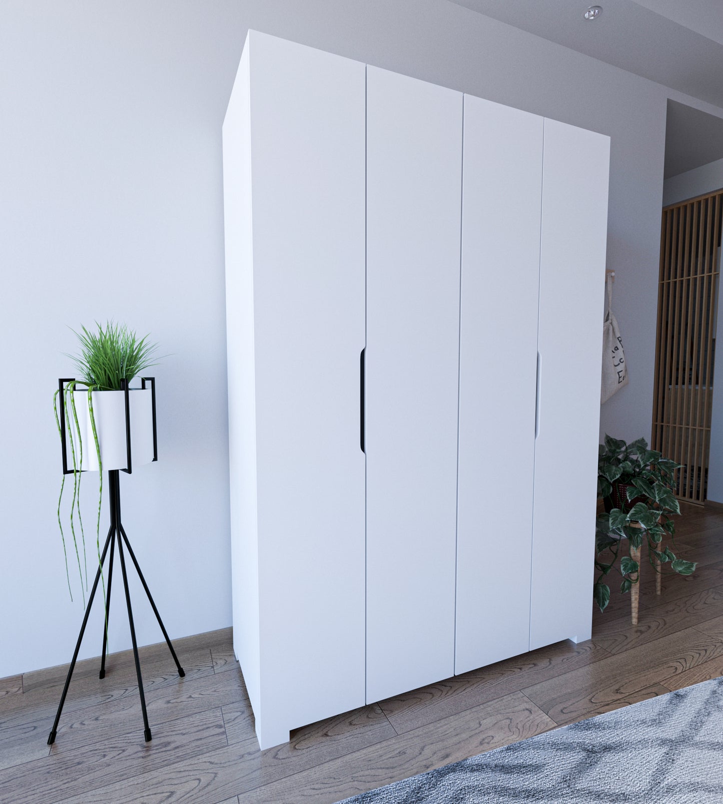 Monza 4 Kapılı Beyaz Gardırop Dolap 120 Cm Vm30, 180 Cm