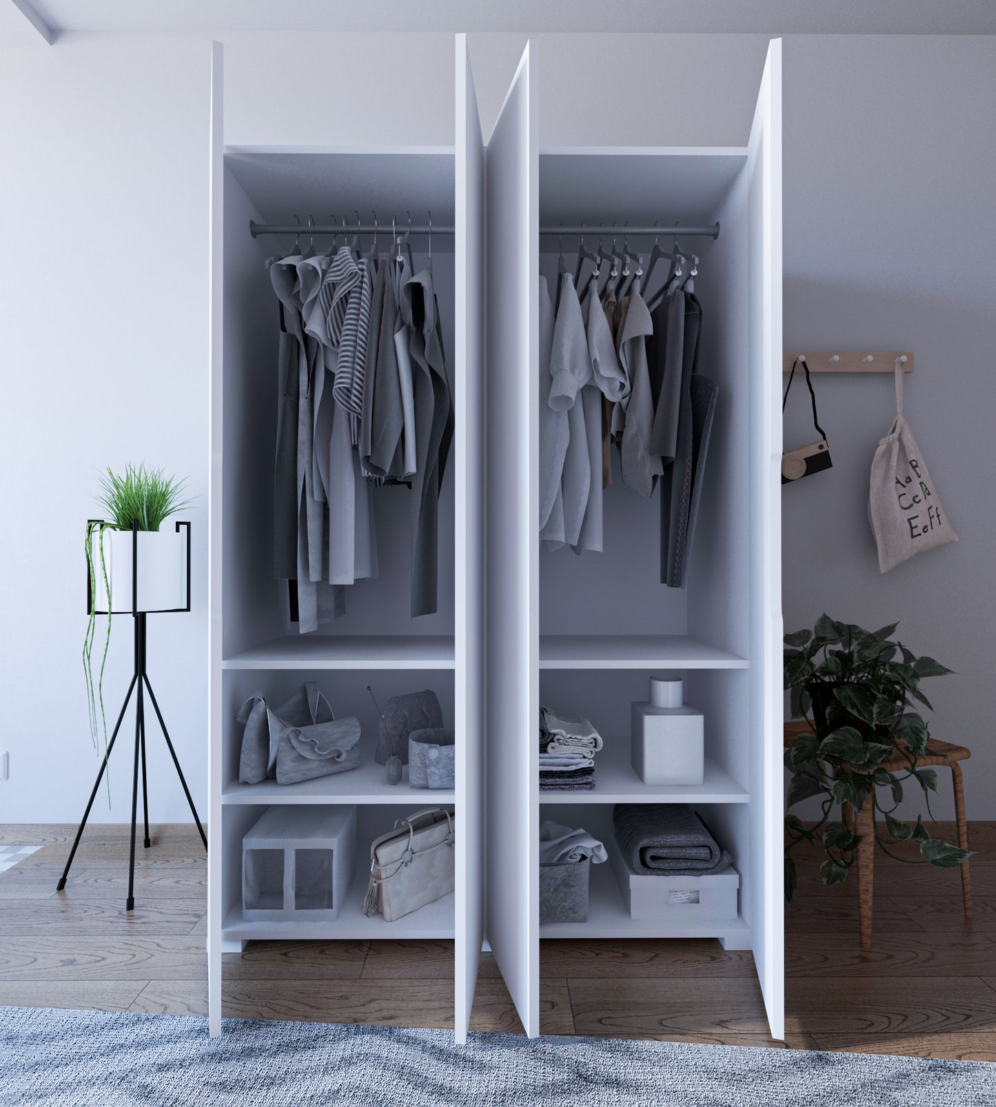 Monza 4 Kapılı Beyaz Gardırop Dolap 120 Cm Vm30, 180 Cm